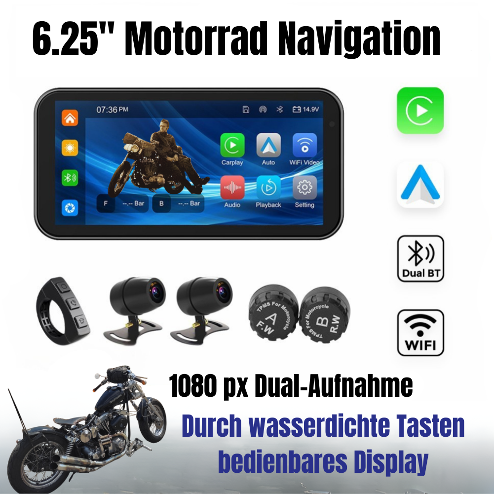 Navigations-und Kommunikations-Gerät für Motorradfahrer: TomoVision Ride